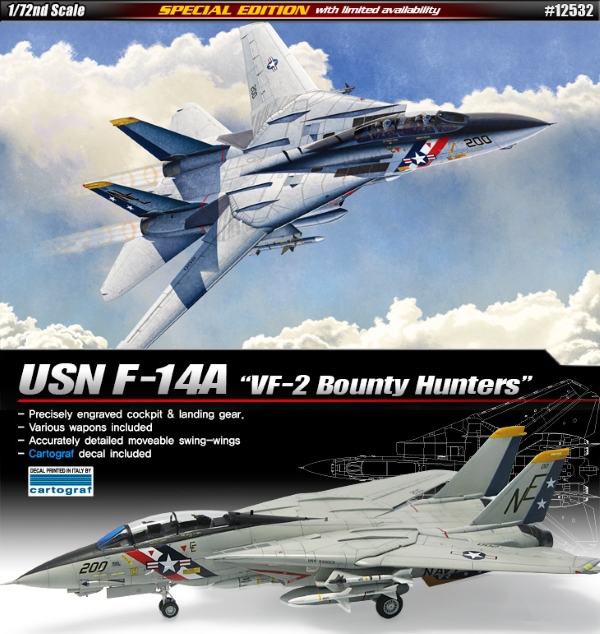 Модель - Самолёт  F-14A VF-2 Bounty Hunters  (1:72)